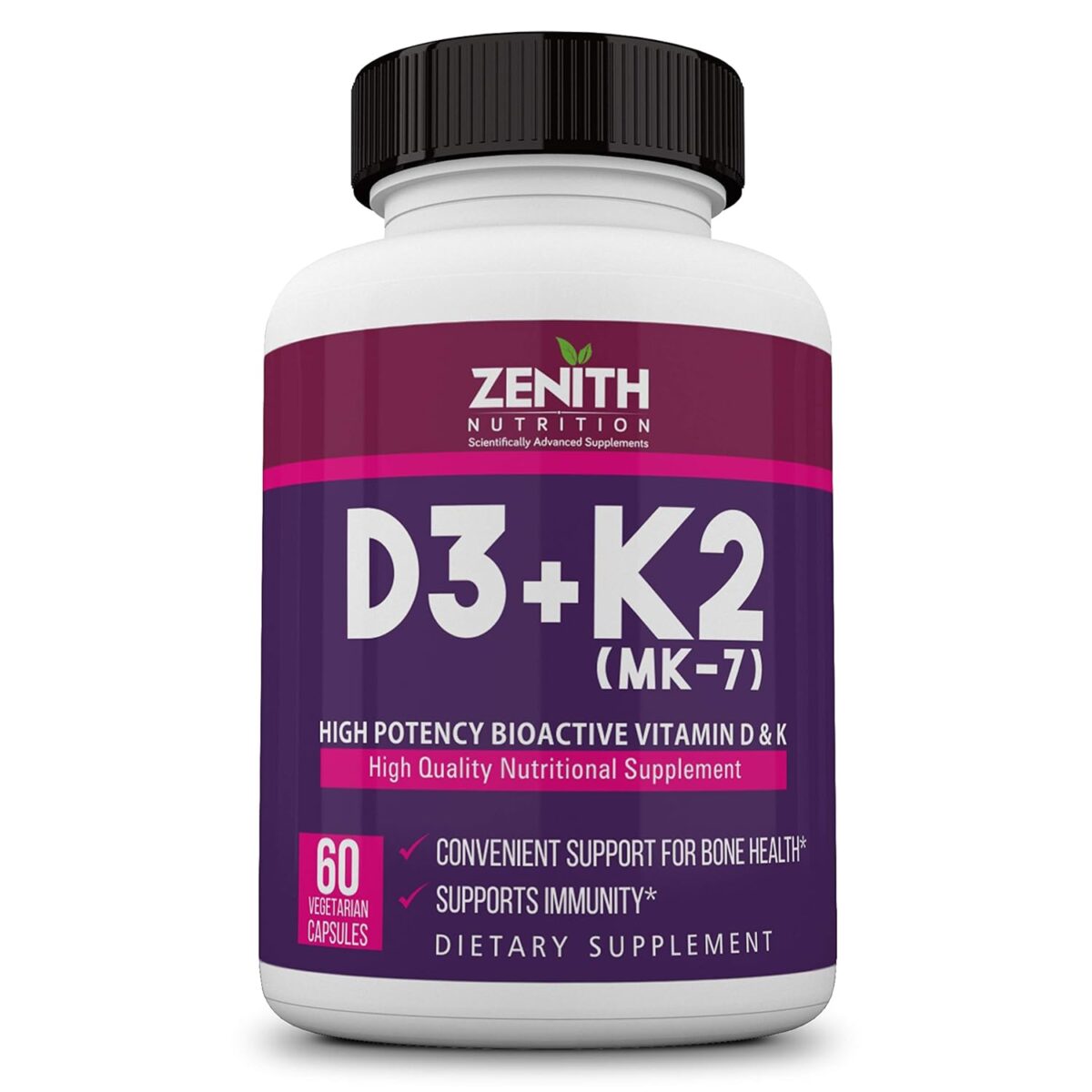 Zenith Nutrition Vitamin D3 & K2 60 Veg caps 1 Zenith Nutrition Vitamin-D3 120 Veg Capsules | Support for Your Heart, Bones & Teeth | Lab tested - Image 1