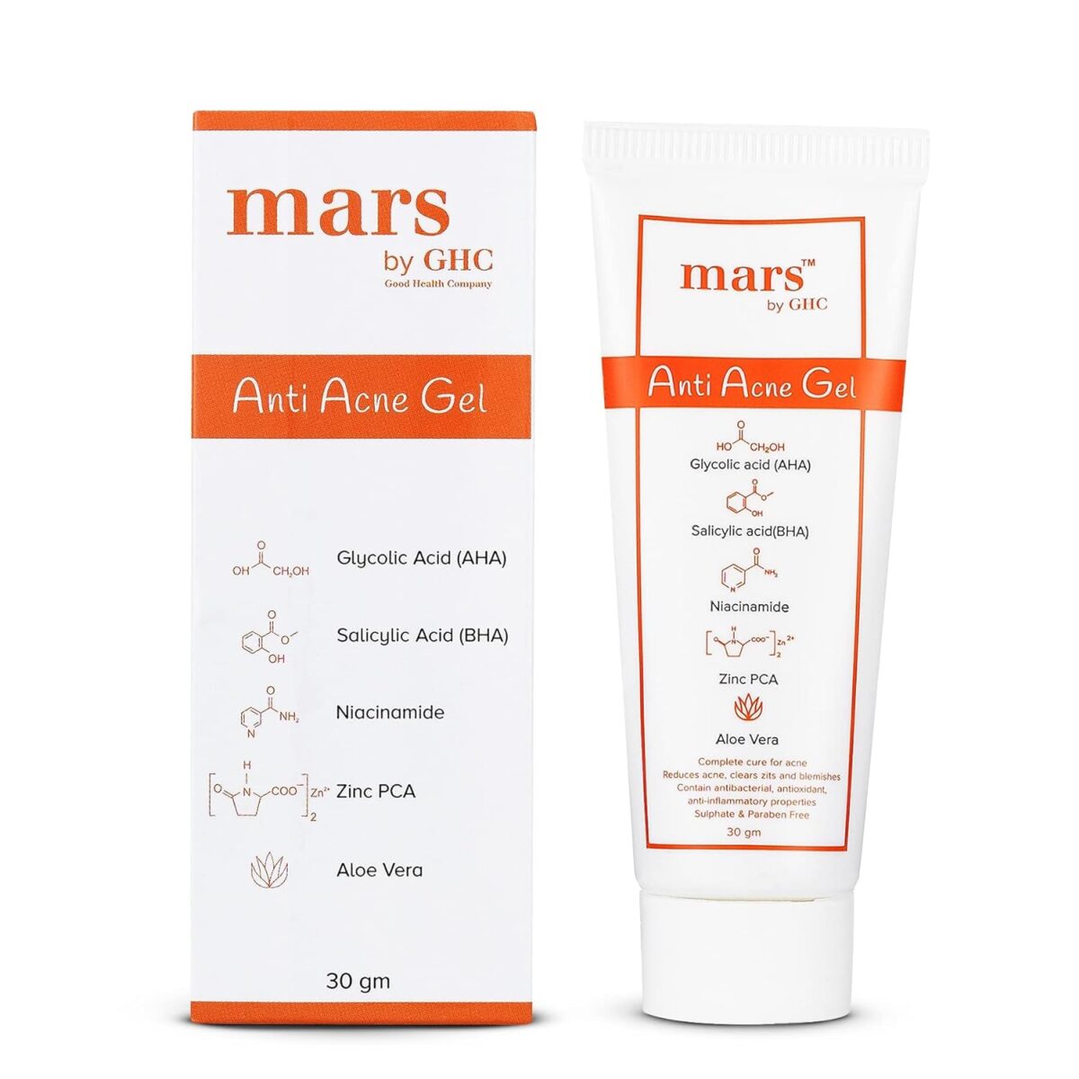 mars by GHC Anti Acne & Pimple Removal Face Gel 1 mars by GHC Anti Acne & Pimple Removal Face Gel | Oil Free Hydrating Gel for Marks, Dark Spot Removal with Niacinamide, Glycolic Acid and Salicylic Acid, 30 gm - Image 1