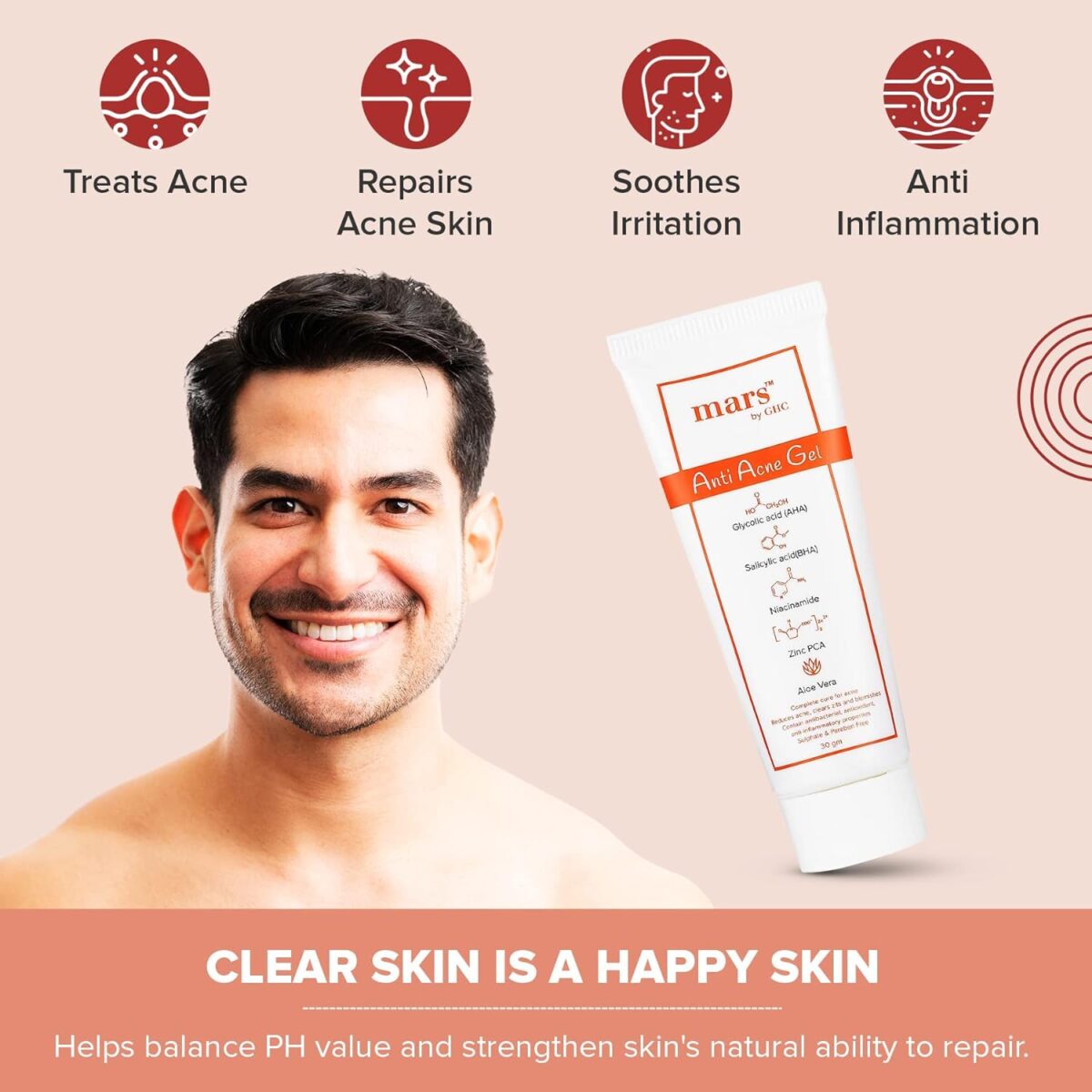 mars by GHC Anti Acne & Pimple Removal Face Gel | Oil Free Hydrating Gel for Marks, Dark Spot Removal with Niacinamide, Glycolic Acid and Salicylic Acid, 30 gm - Image 4