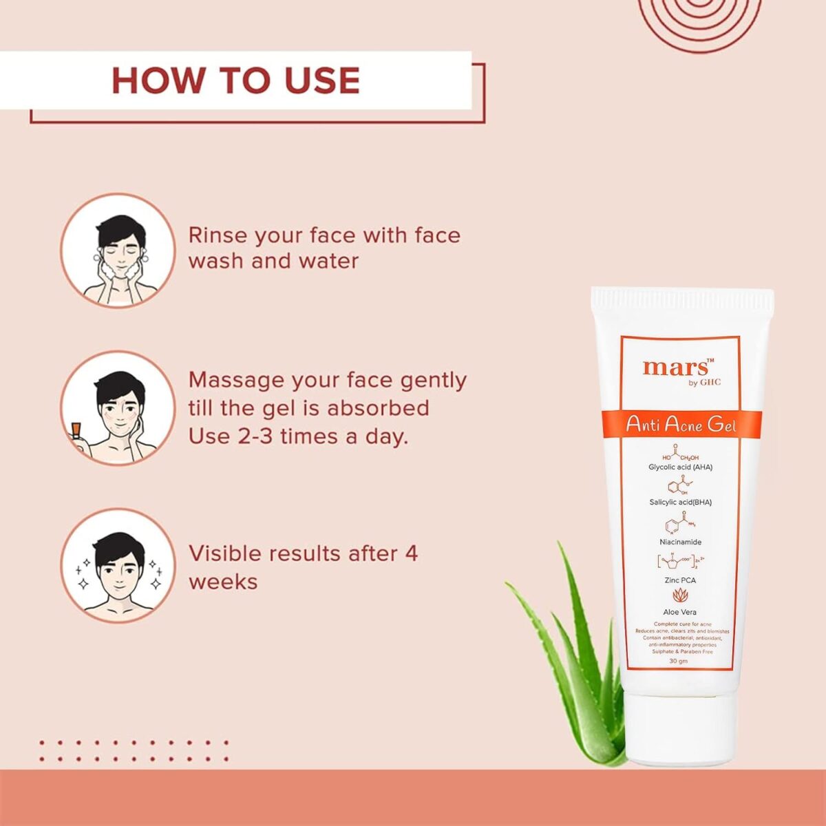 mars by GHC Anti Acne & Pimple Removal Face Gel | Oil Free Hydrating Gel for Marks, Dark Spot Removal with Niacinamide, Glycolic Acid and Salicylic Acid, 30 gm - Image 6