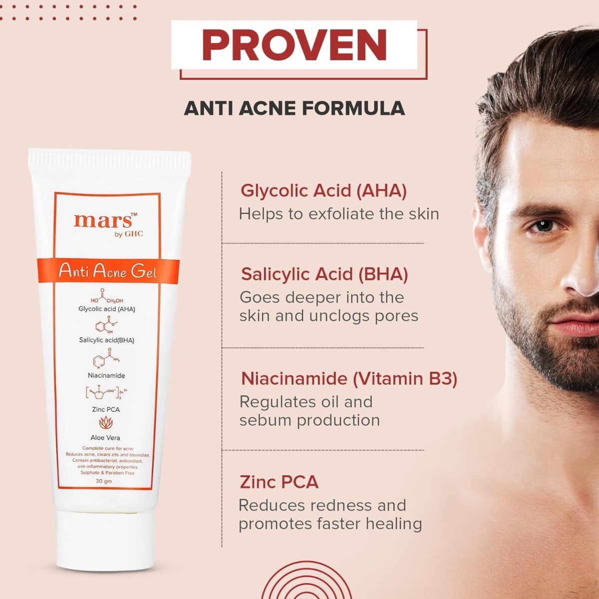 mars by GHC Anti Acne & Pimple Removal Face Gel | Oil Free Hydrating Gel for Marks, Dark Spot Removal with Niacinamide, Glycolic Acid and Salicylic Acid, 30 gm - Image 7