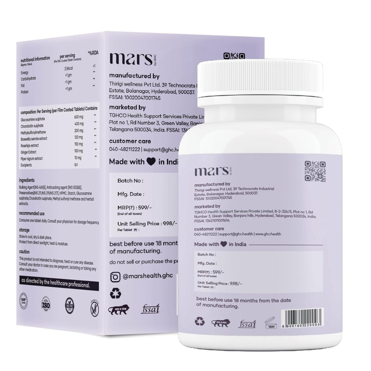 mars by GHC Joint Support - 60 Tablets | With Glucosamine Chondriotin and MSM Supplement 1200mg for Strengthening Joints - Image 7