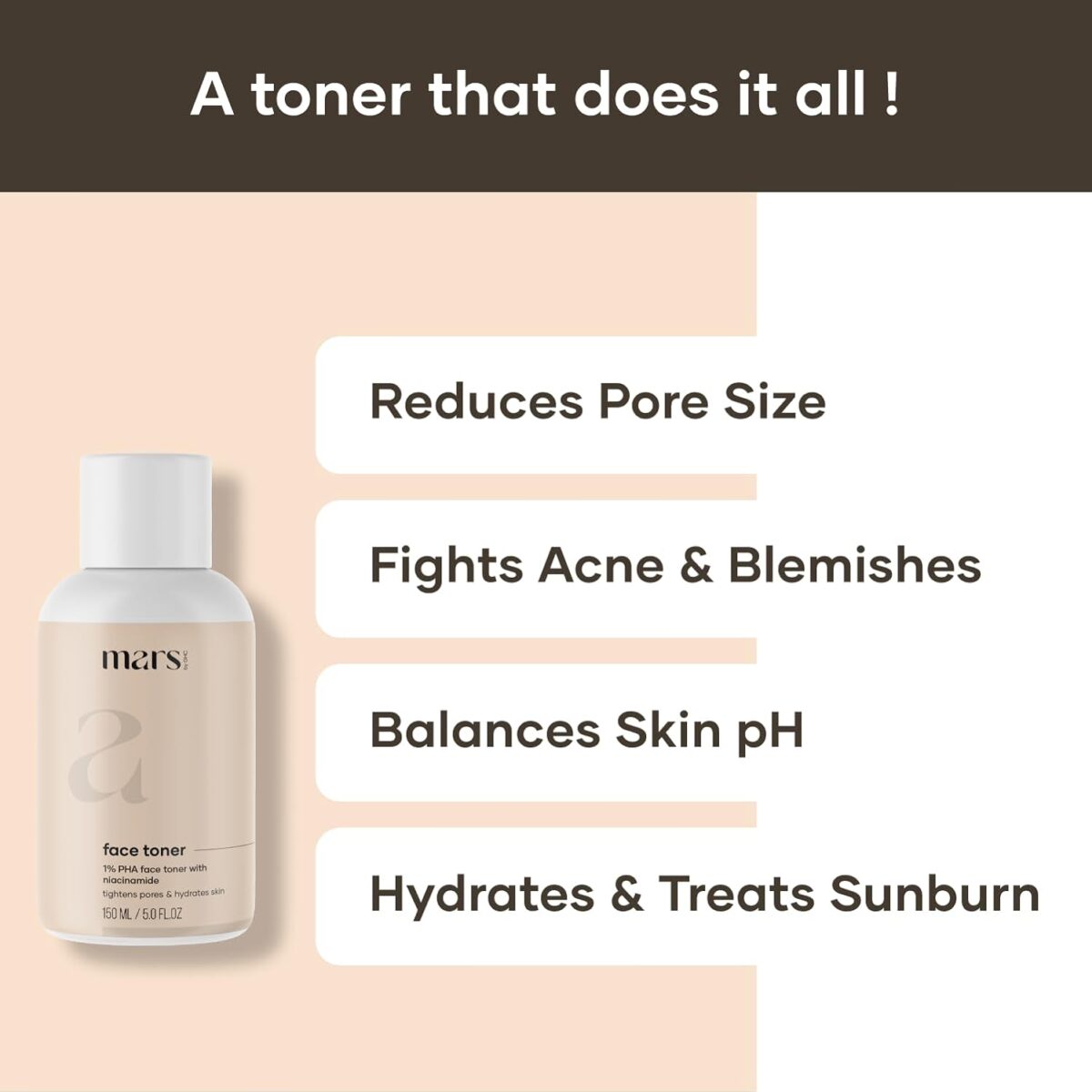 mars by GHC PHA Alcohol Free Face Toner, 150 ml | Pore Tightening & Mild Exfoliation For Oily, Acne Prone, Sensitive & Normal Skin | Hydrating Face Toner For Glowing Skin - Image 3