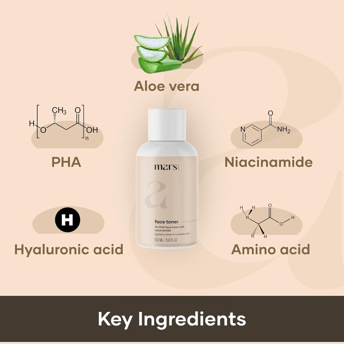 mars by GHC PHA Alcohol Free Face Toner, 150 ml | Pore Tightening & Mild Exfoliation For Oily, Acne Prone, Sensitive & Normal Skin | Hydrating Face Toner For Glowing Skin - Image 5