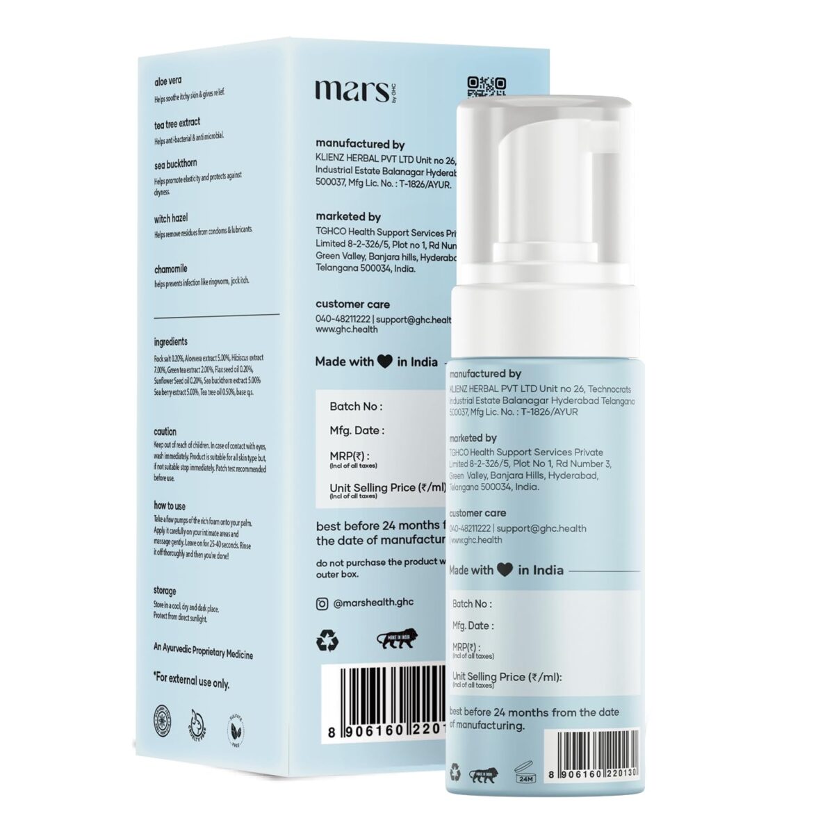 mars by GHC Natural Intimate Wash for Men | with Aloe Vera, Tea Tree Extract & Anti Bacterial ingredients | Liquid Wash Prevents Dryness, Itchiness, Bad Odour & Irritation | Balances pH| (120ml) - Image 8