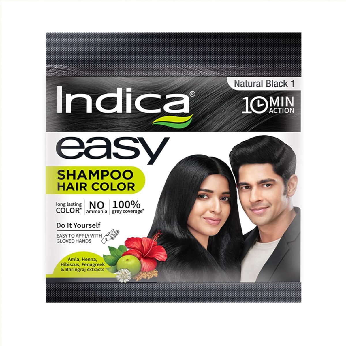 Indica Easy Shampoo Hair Colour 25ml Each x 5 (Natural Black) 1 Indica Easy Shampoo Hair Colour 25ml Each x 5 - Image 1
