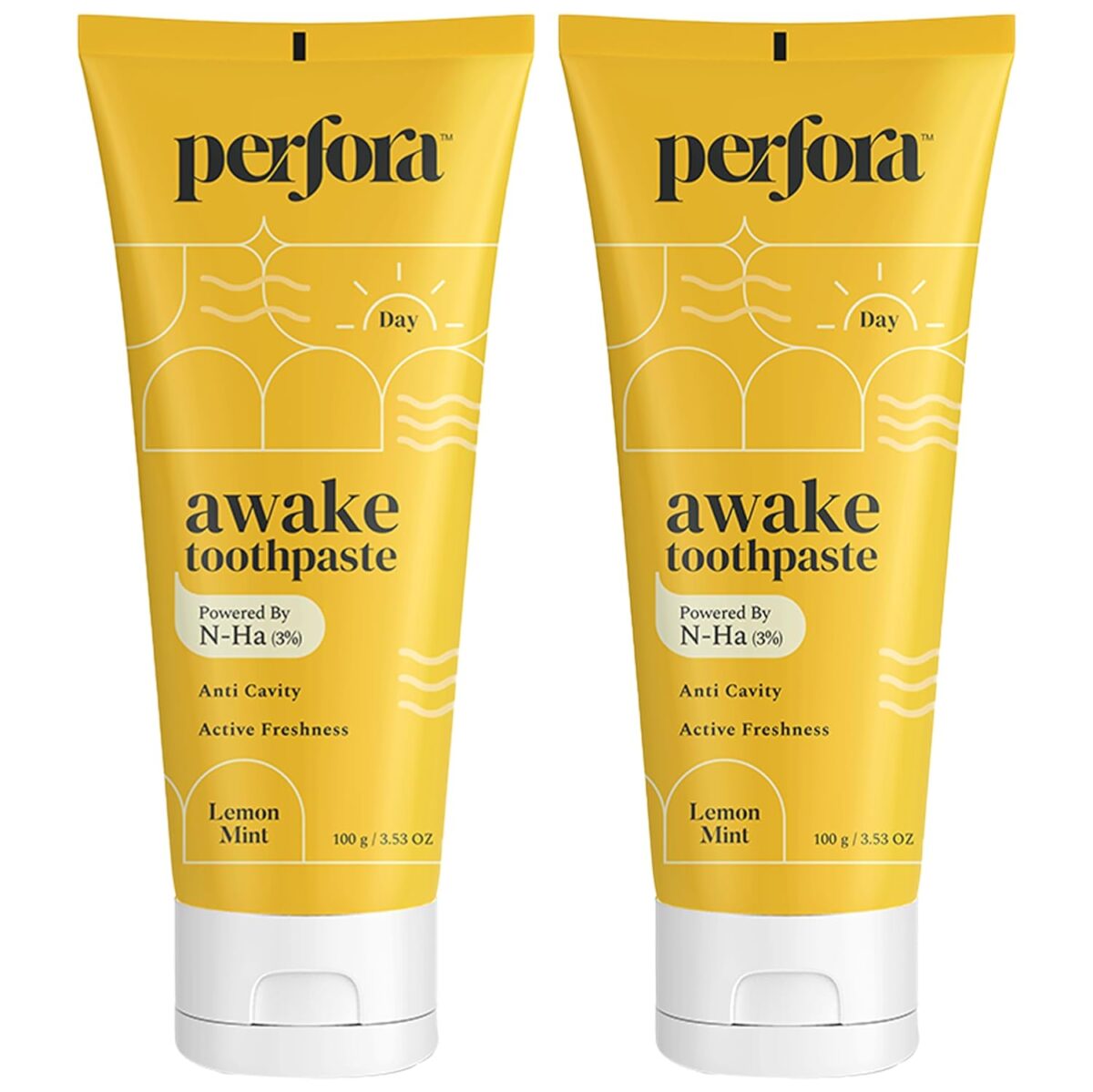 Perfora Awake Toothpaste | Active Freshness Cavity Prevention | Vitamin Enriched SLS & Fluoride Free Toothpastes | N-Ha For Teeth Remineralisation | Healthy Gums & Oral Care | Lemon Mint | 100 gm Pack of 2 - Image 1