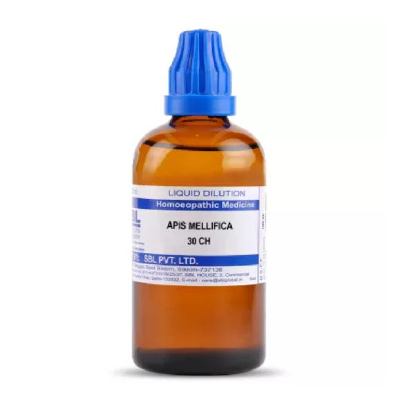 SBL Homeopathic Apis Mellifica Dilution (30 ML / 100 ML) For Swelling Headache Relieves Pain throat Pains