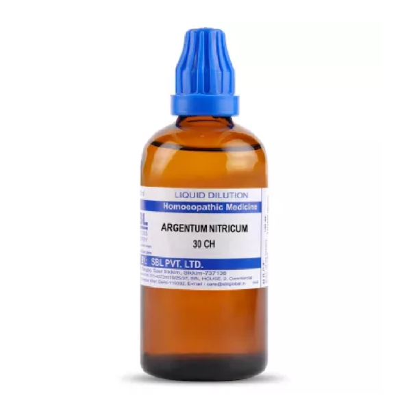SBL Homeopathy Argentum Nitricum Dilution (30 ML / 100 ML) For Diarrhoea, Headache