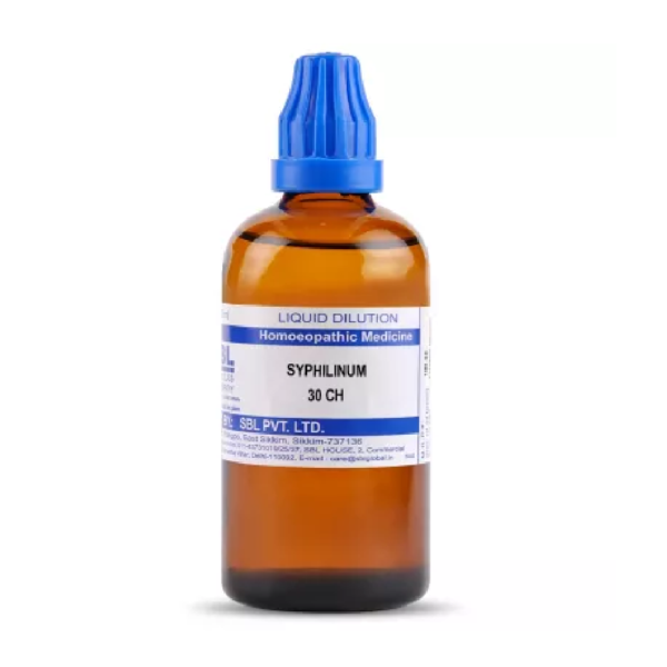 SBL Homeopathy Syphilinum Dilution (30 ML / 100 ML) For Mouth Ulcers, Headache