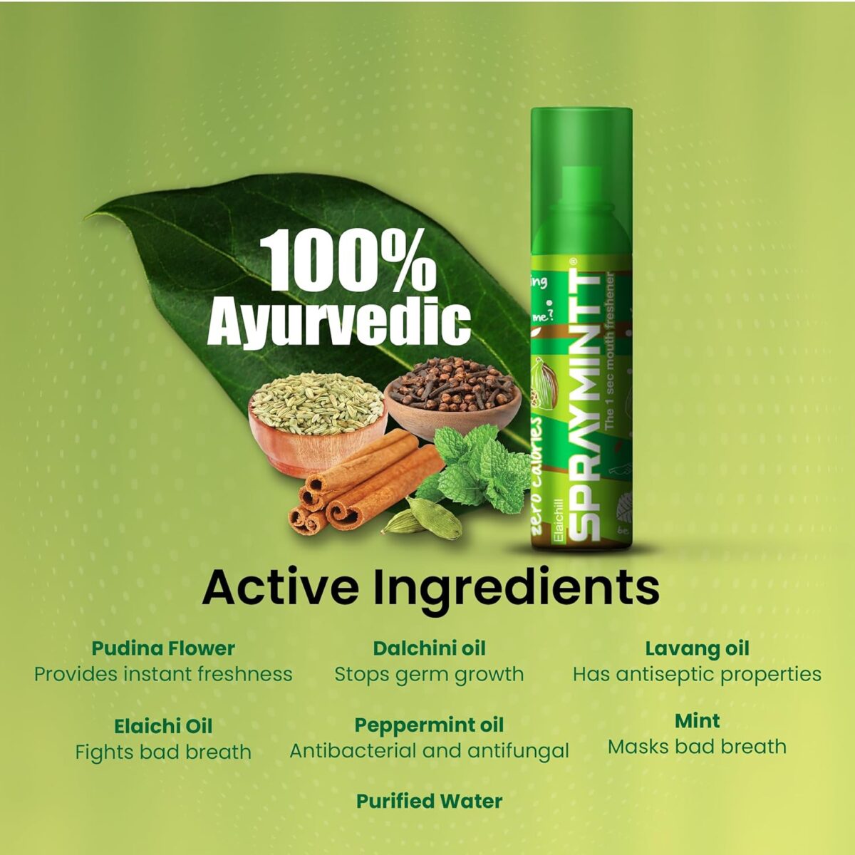 Spraymintt Mouth Freshener - Pack of 2 (Ice Mint- 15g) and Spraymint Mouth Freshener (Elaichi- 15g) - Image 5