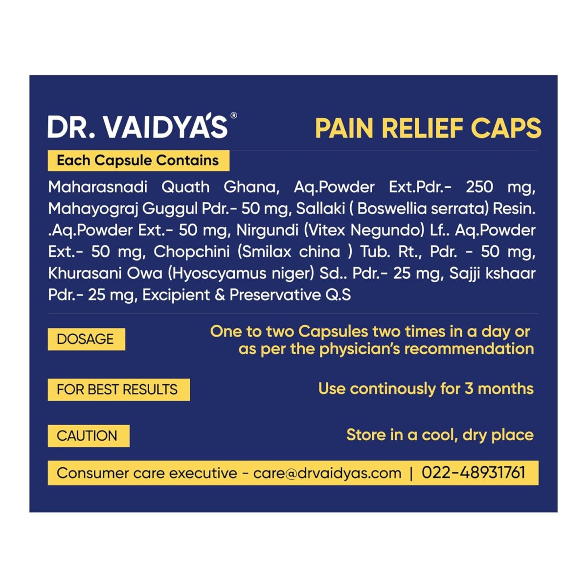 DR. VAIDYA'S Pain Relief Capsules Ayurvedic Medicine for Joint 30 Capsules - Image 5