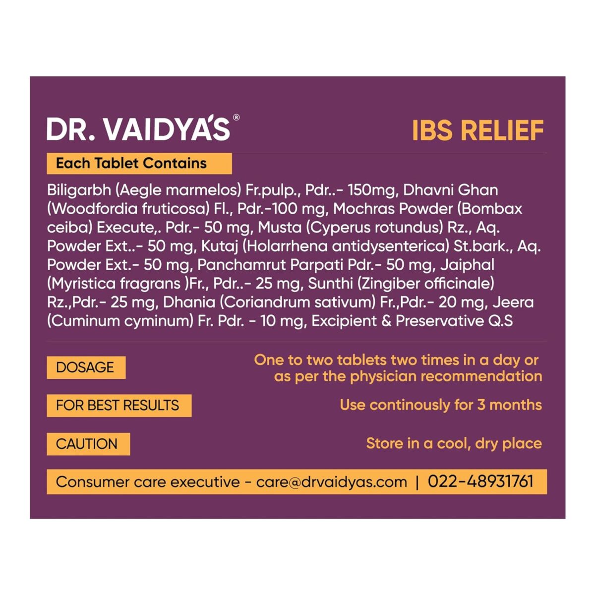 DR. VAIDYA'S new age ayurveda IBS Relief 30 Tablets x 2 - Image 5