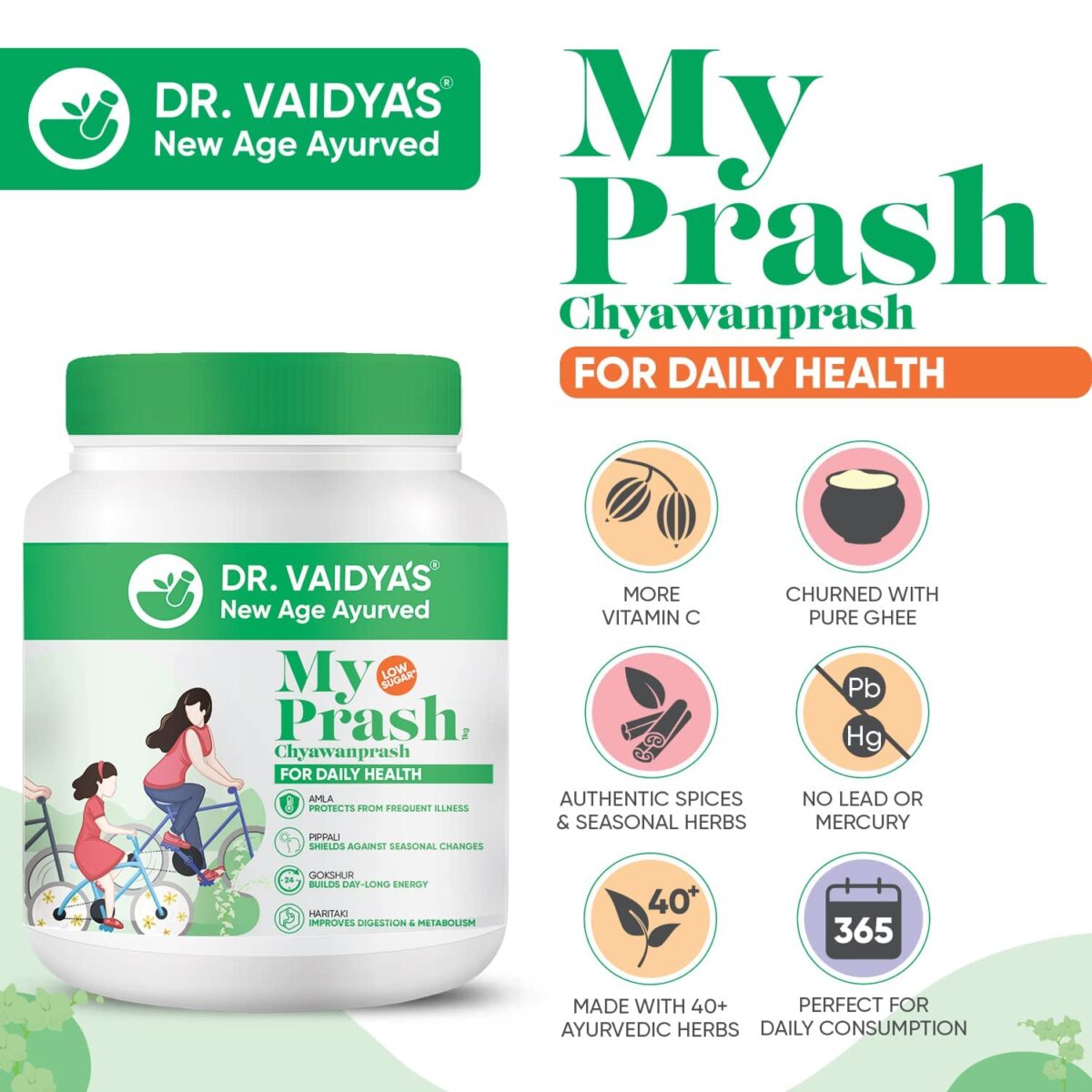 DR. VAIDYA'S My Prash Chyawanprash for Daily Health, Immunity Booster, Stamina & Energy, Ayurvedic, Natural Herbs, Rich in Antioxidants, Anti-aging, 500 gm - Image 2