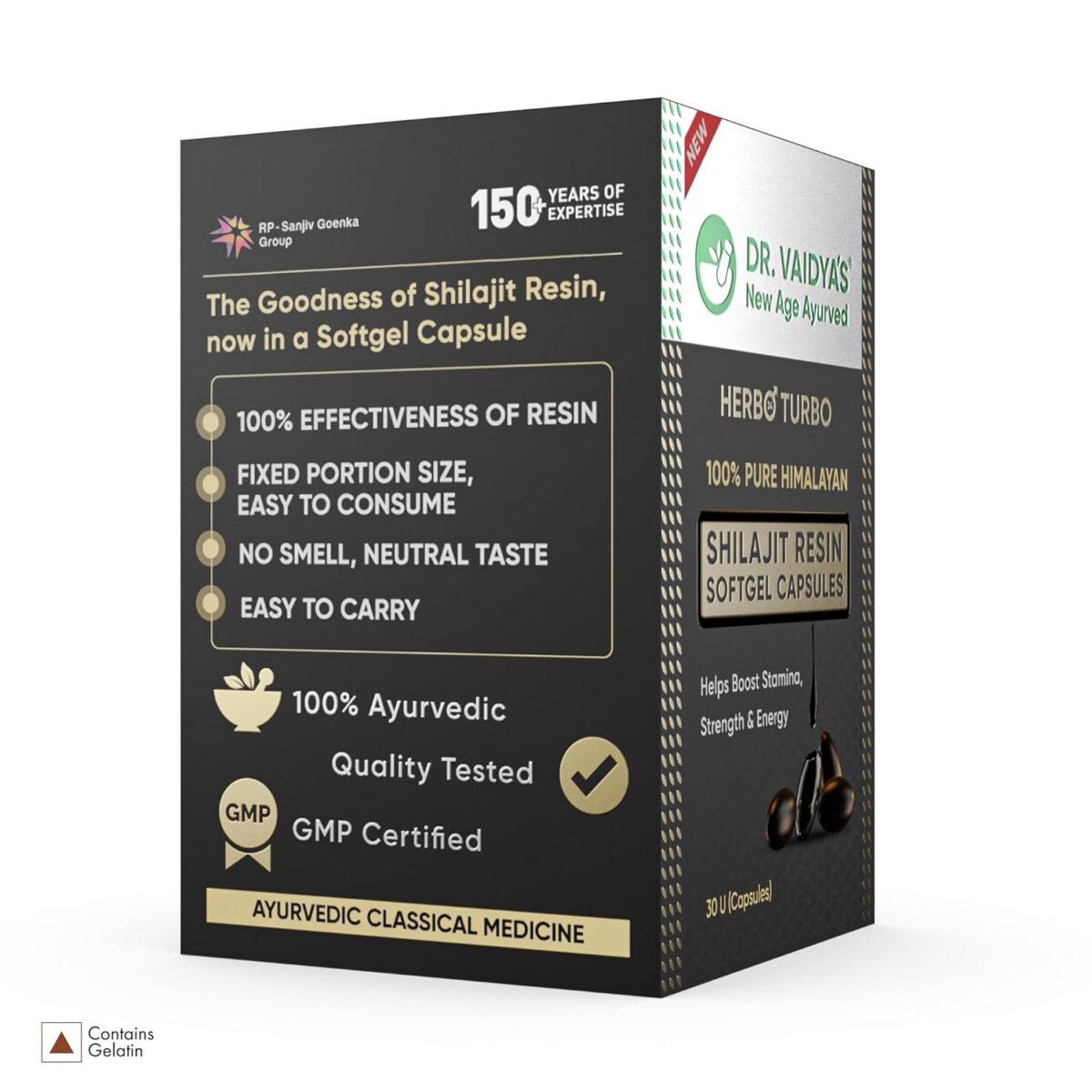 Dr. Vaidya’s Herbo24Turbo Shila-jit Resin Softgels For Boosting Stamina, Strenght & Energy | 30 Softgels x 2 - Image 3