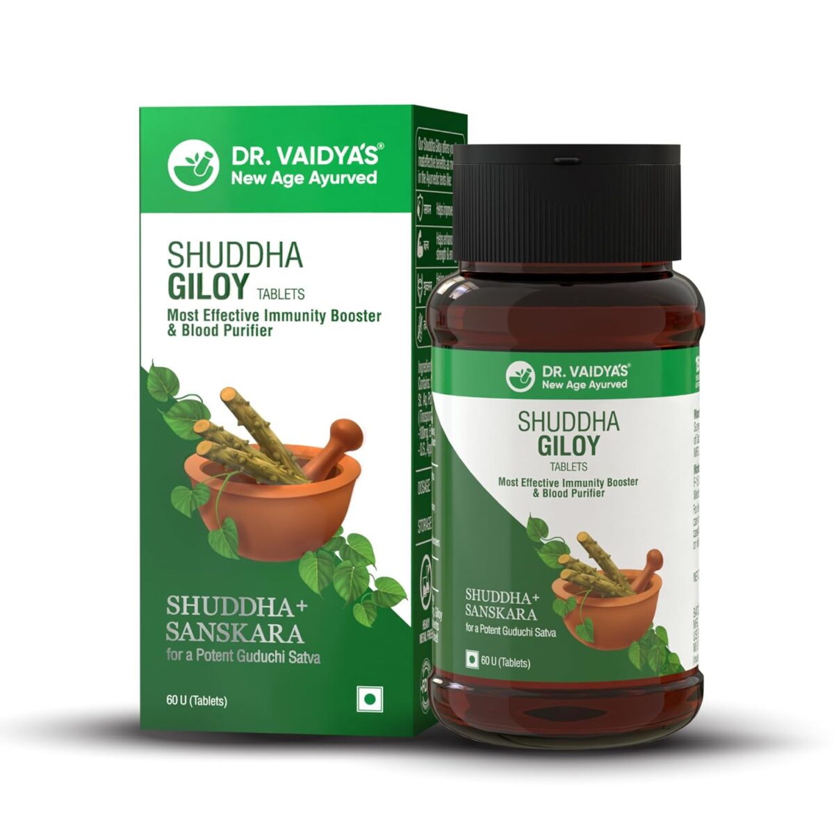 Dr. Vaidya's Shuddha Giloy with Immunity Boosters Energy Enhancer| 3-Step Sanskara Process for Maximum Potency | 60 Tablets - Image 1