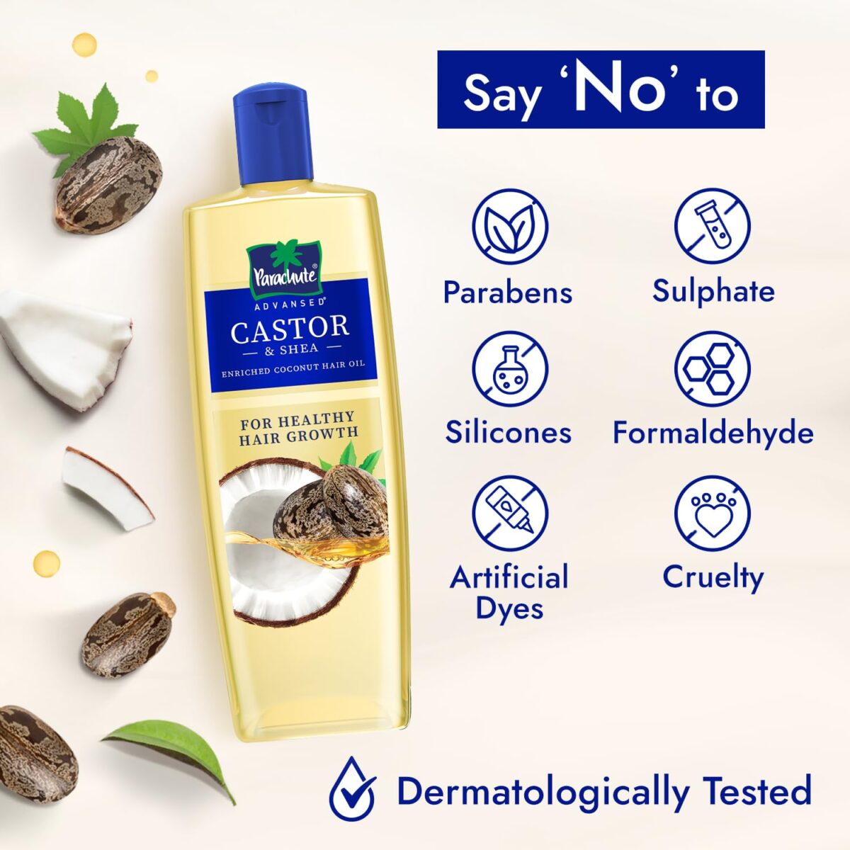Parachute Advansed Castor & Shea-enriched Coconut Hair Oil| Castor Hair Oil| Power of Superfoods| Hair Growth| 300 ML - Image 4