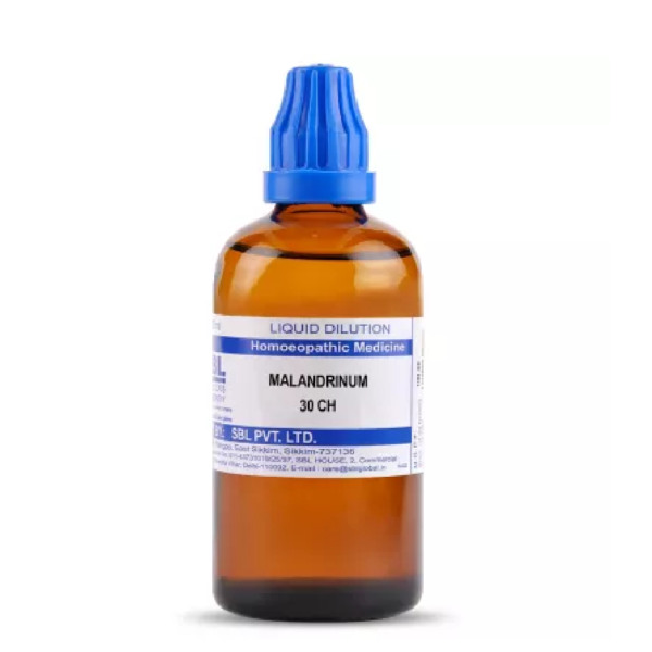 SBL Homeopathy Malandrinum Dilution (30 ML / 100 ML) For Eczema, Itching