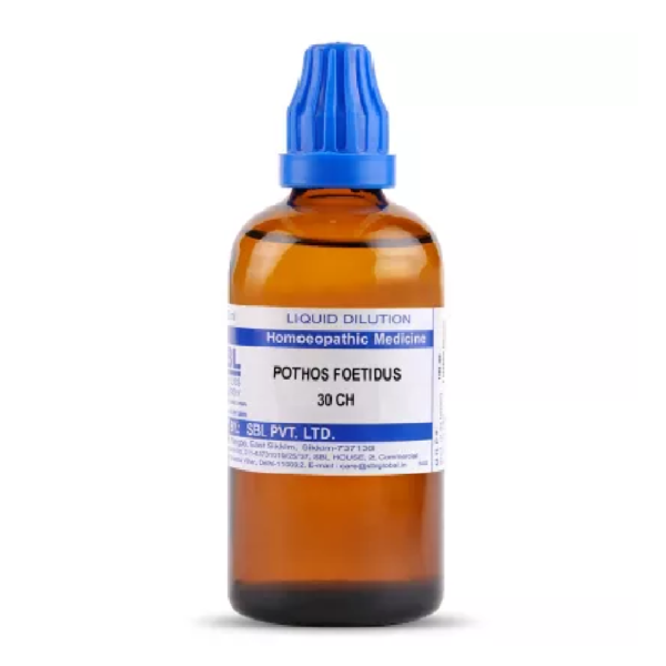 SBL Homeopathic Pothos Foetidus Dilution (30 ML / 100 ML) For Itching Swelling Anxiety Asthma