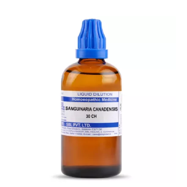 SBL Homeopathic Sanguinaria Canadensis Dilution(30 ML / 100 ML) For Cough Headache Acridity