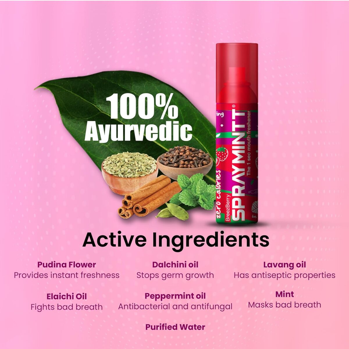 Spraymintt 1 Second Instant Mouth Freshener Spray (15 Gm)- 8 Flavours Combo | Natural Herbal Formulation For Long Lasting Freshness & Germ-Free Mouth | Be Kiss Ready With 175+ Sprays | Pack Of 8 - Image 5