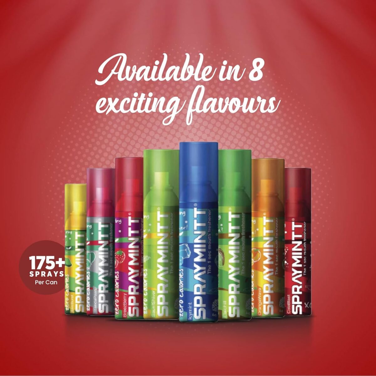 Spraymintt 1 Second Instant Mouth Freshener Spray (15 Gm)- 8 Flavours Combo | Natural Herbal Formulation For Long Lasting Freshness & Germ-Free Mouth | Be Kiss Ready With 175+ Sprays | Pack Of 8 - Image 7