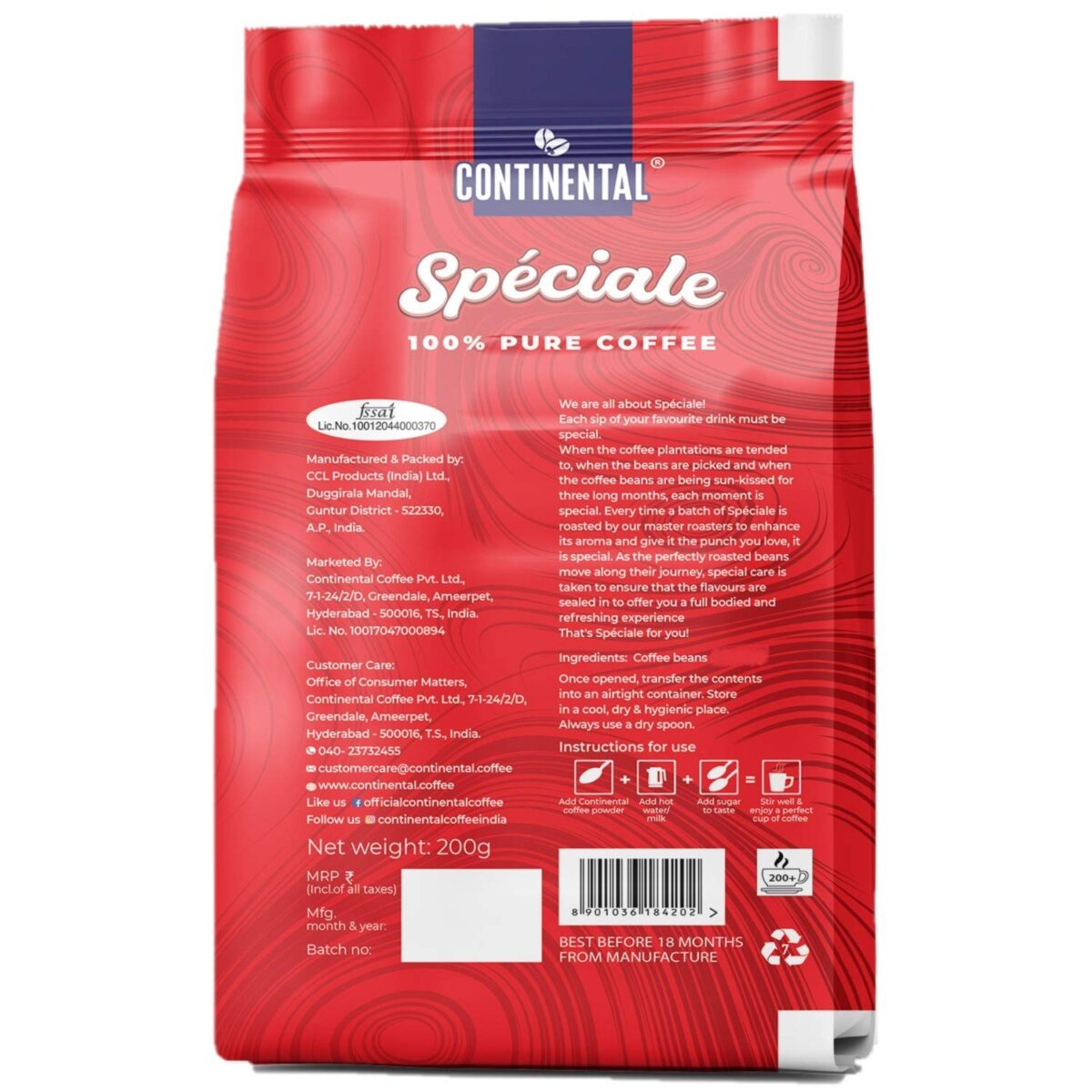Continental Coffee Special Pure Instant Coffee Granules (200 Gm) Pouch | 100% Pure Coffee Powder - Image 2