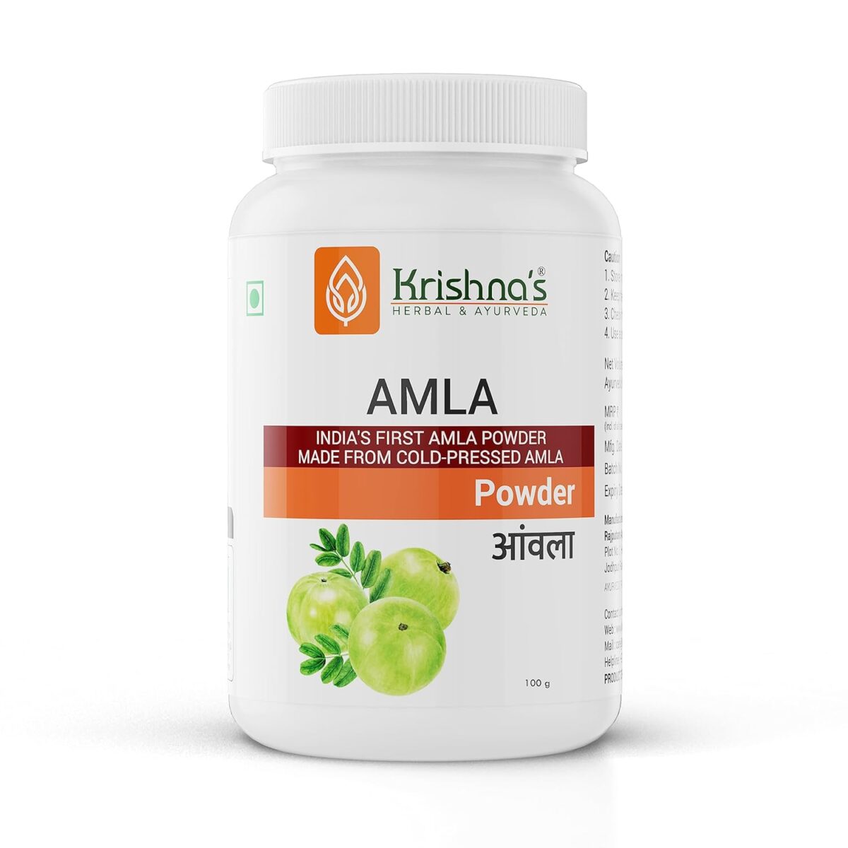 KRISHNA'S HERBAL & AYURVEDA Amla (Phyllanthus Emblica) Powder - (100 Gm) For Hair Care, Skin Care - Image 1