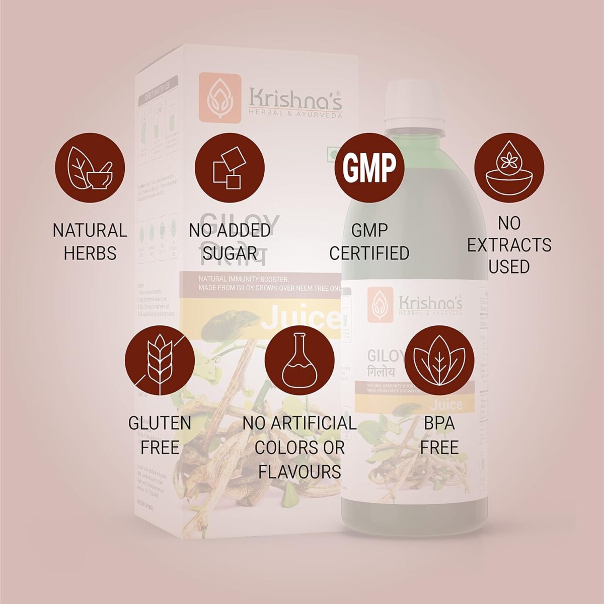 KRISHNA'S HERBAL & AYURVEDA Giloy Juice Immunity Booster - (500 ML) For Immunity Improve - Image 7