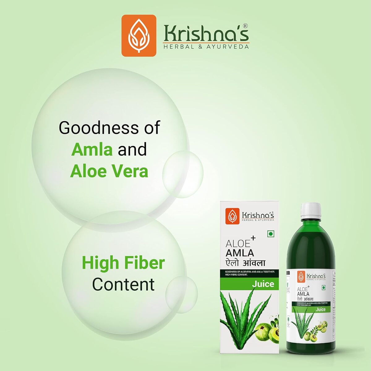 Krishna's Aloe Vera Amla Mix Juice - (500 ML) For Acne And Pimples, Hair Care - Image 2