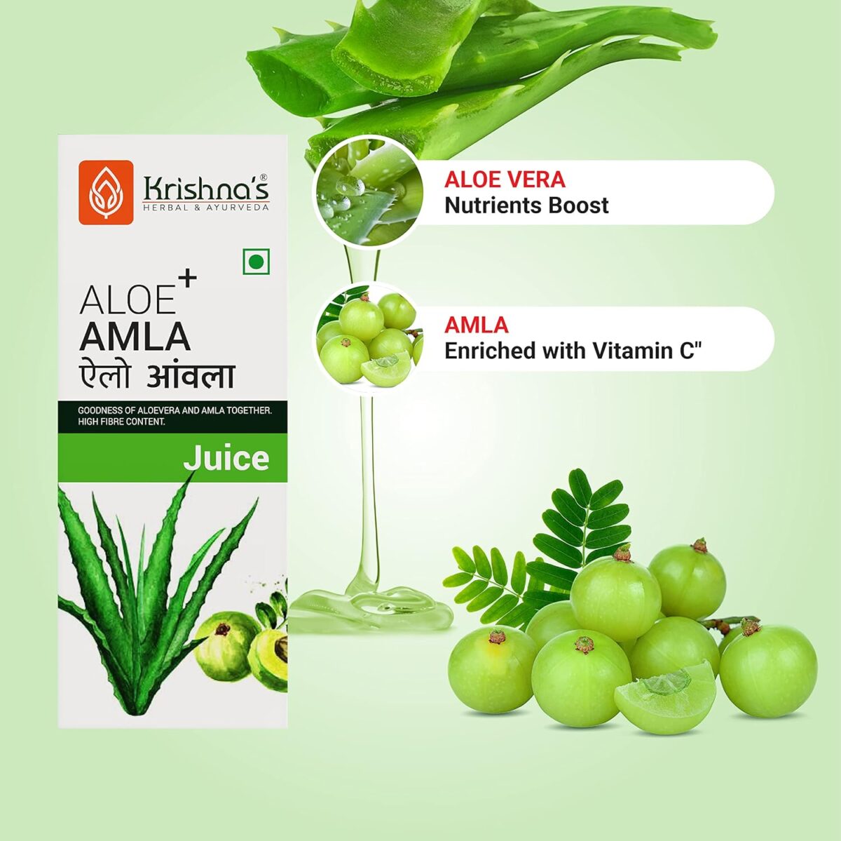 Krishna's Aloe Vera Amla Mix Juice - (500 ML) For Acne And Pimples, Hair Care - Image 3
