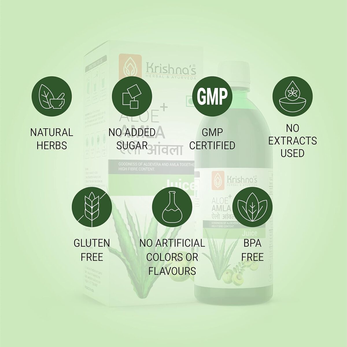 Krishna's Aloe Vera Amla Mix Juice - (500 ML) For Acne And Pimples, Hair Care - Image 7