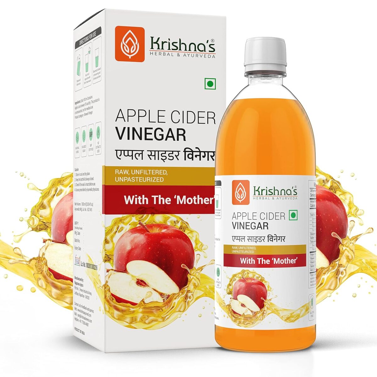 Krishna's Apple Cider Vinegar - (500 Ml) For Weight Loss, Digestion - Image 3
