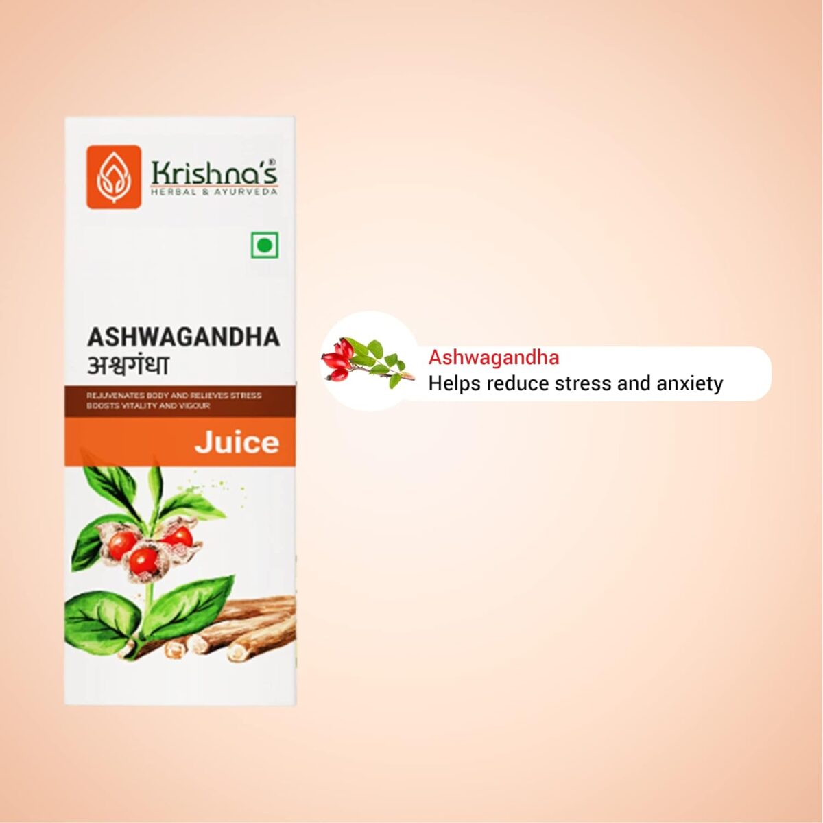 Krishna's Ashvagandha Juice - (500 ML) For Reduce Stress & Anxiety - Image 3