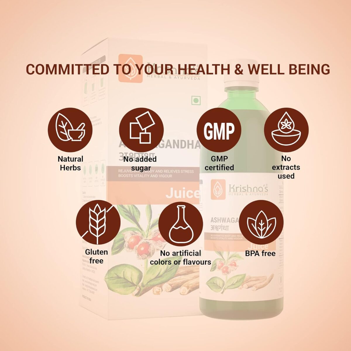 Krishna's Ashvagandha Juice - (500 ML) For Reduce Stress & Anxiety - Image 7