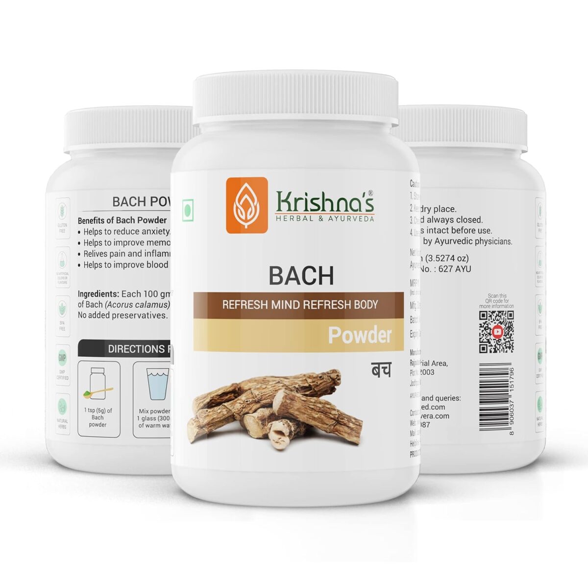 Krishna's Bach Vacha Powder (Acorus Calamus) Sweet Flag Powder - 100 gram 6 Krishna's Bach Vacha Powder (Acorus Calamus) Sweet Flag Powder - (100 gram) For Improves The Immune System - Image 7
