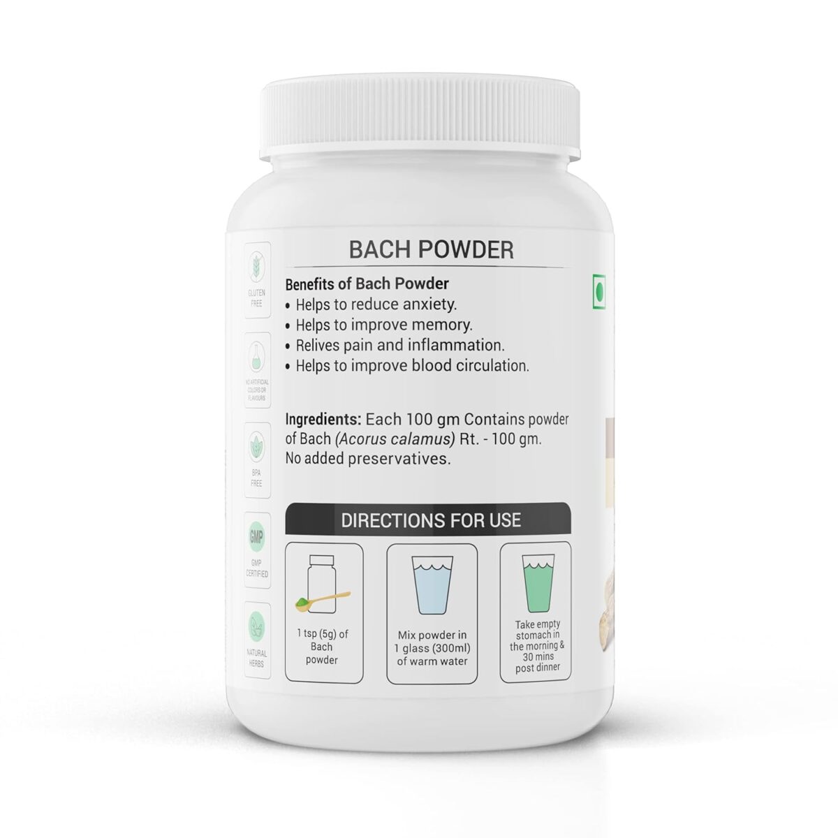 Krishna's Bach Vacha Powder (Acorus Calamus) Sweet Flag Powder - 100 gram 7 Krishna's Bach Vacha Powder (Acorus Calamus) Sweet Flag Powder - (100 gram) For Improves The Immune System - Image 6