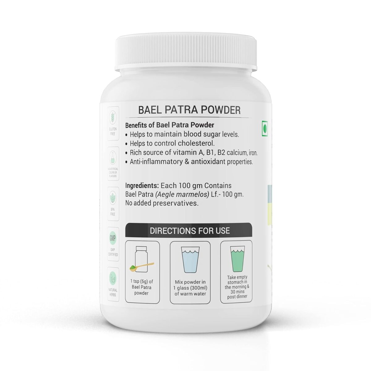 Krishna's Bael Patra (Aegle marmelos) Powder Bael Patra Powder (100 Gm) 5 Krishna's Bael Patra (Aegle Marmelos) Powder | Bael Patra Powder For Gut Health | Cold Processd Bel Patra leaf Powder | GMP Certified Bilva Patra leaves Powder - (100 Gm) - Image 4
