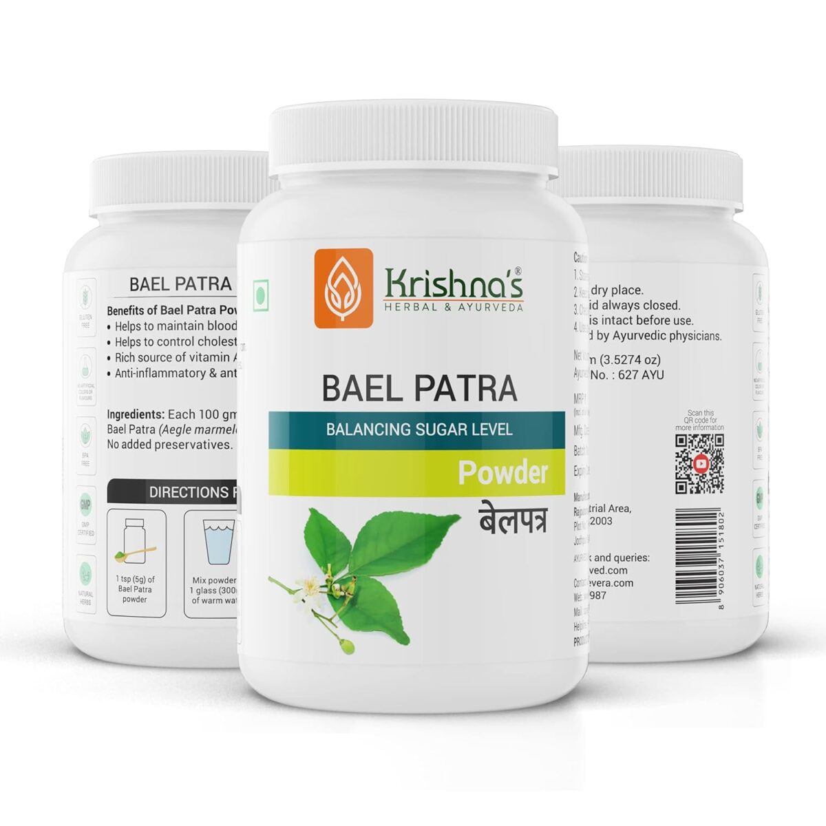 Krishna's Bael Patra (Aegle marmelos) Powder Bael Patra Powder (100 Gm) 7 Krishna's Bael Patra (Aegle Marmelos) Powder | Bael Patra Powder For Gut Health | Cold Processd Bel Patra leaf Powder | GMP Certified Bilva Patra leaves Powder - (100 Gm) - Image 6