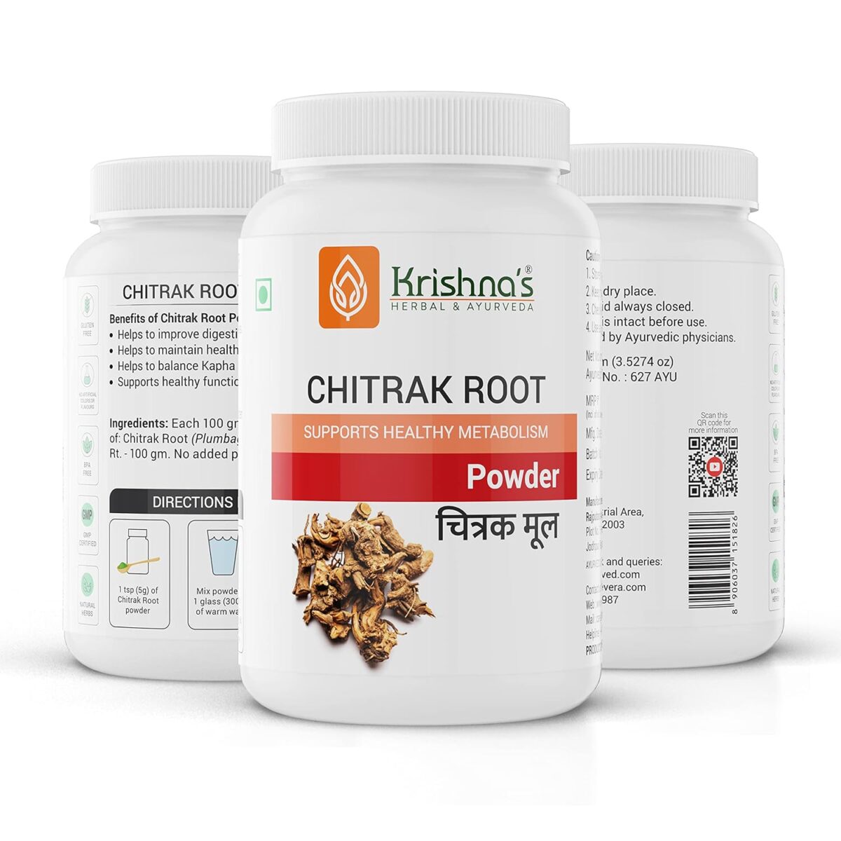 Krishna's Chitrak Root (Plumbago zeylanica) Powder - (100 Gm) For Digestion - Image 6