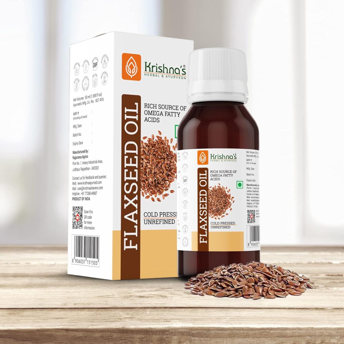 Krishna's Flaxseed Oil (50 ml) For Joint Pain, Weight Loss, Digestion - Image 5