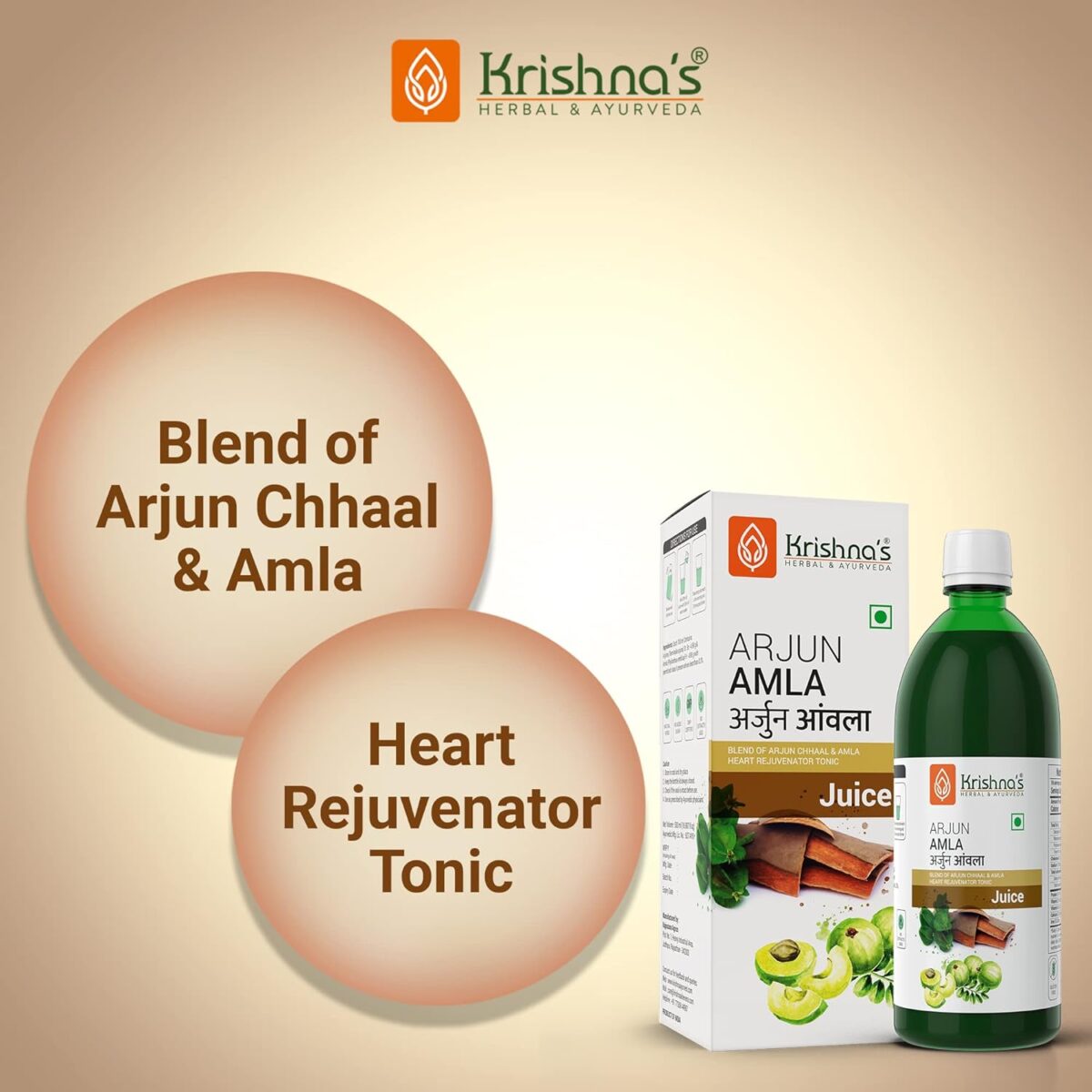 Krishna's Herbal & Ayurveda Arjun Amla Juice - (500 ML) For Body Weakness, Hair Fall - Image 2
