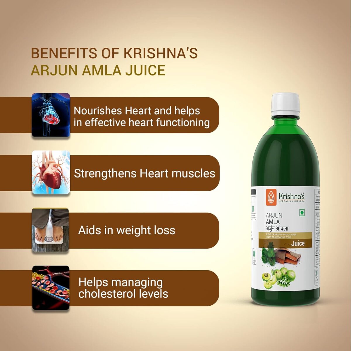 Krishna's Herbal & Ayurveda Arjun Amla Juice - (500 ML) For Body Weakness, Hair Fall - Image 4