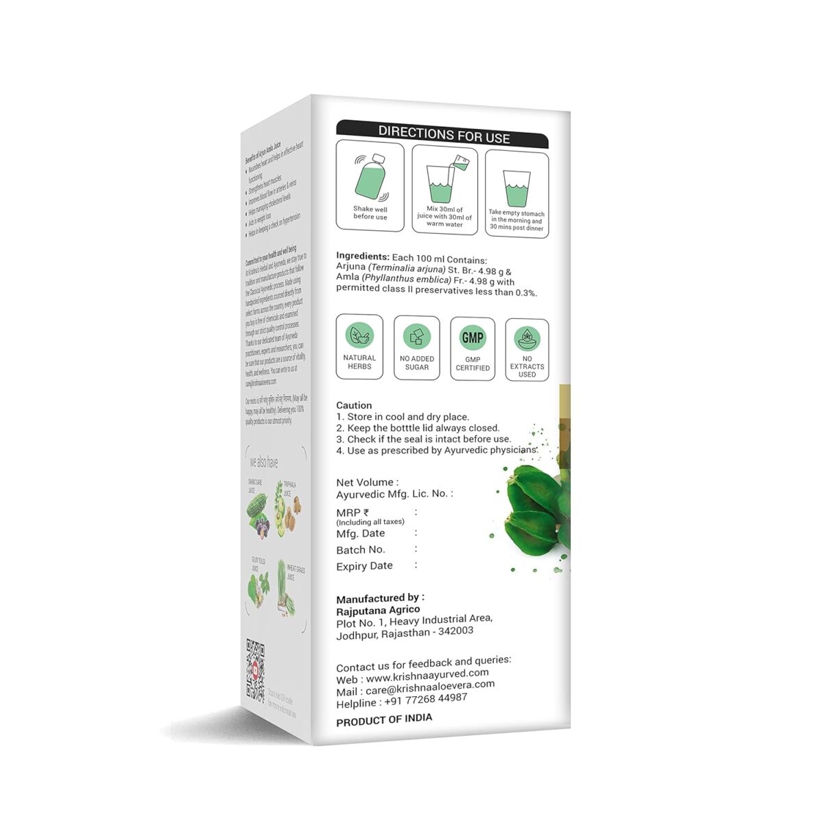 Krishna's Herbal & Ayurveda Arjun Amla Juice - (500 ML) For Body Weakness, Hair Fall - Image 9