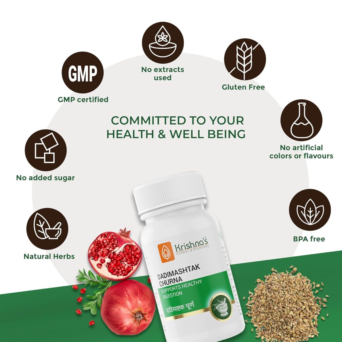 Krishna's Herbal and Ayurveda Dadimashtak Churna (50 Gm) For Constipation - Image 4