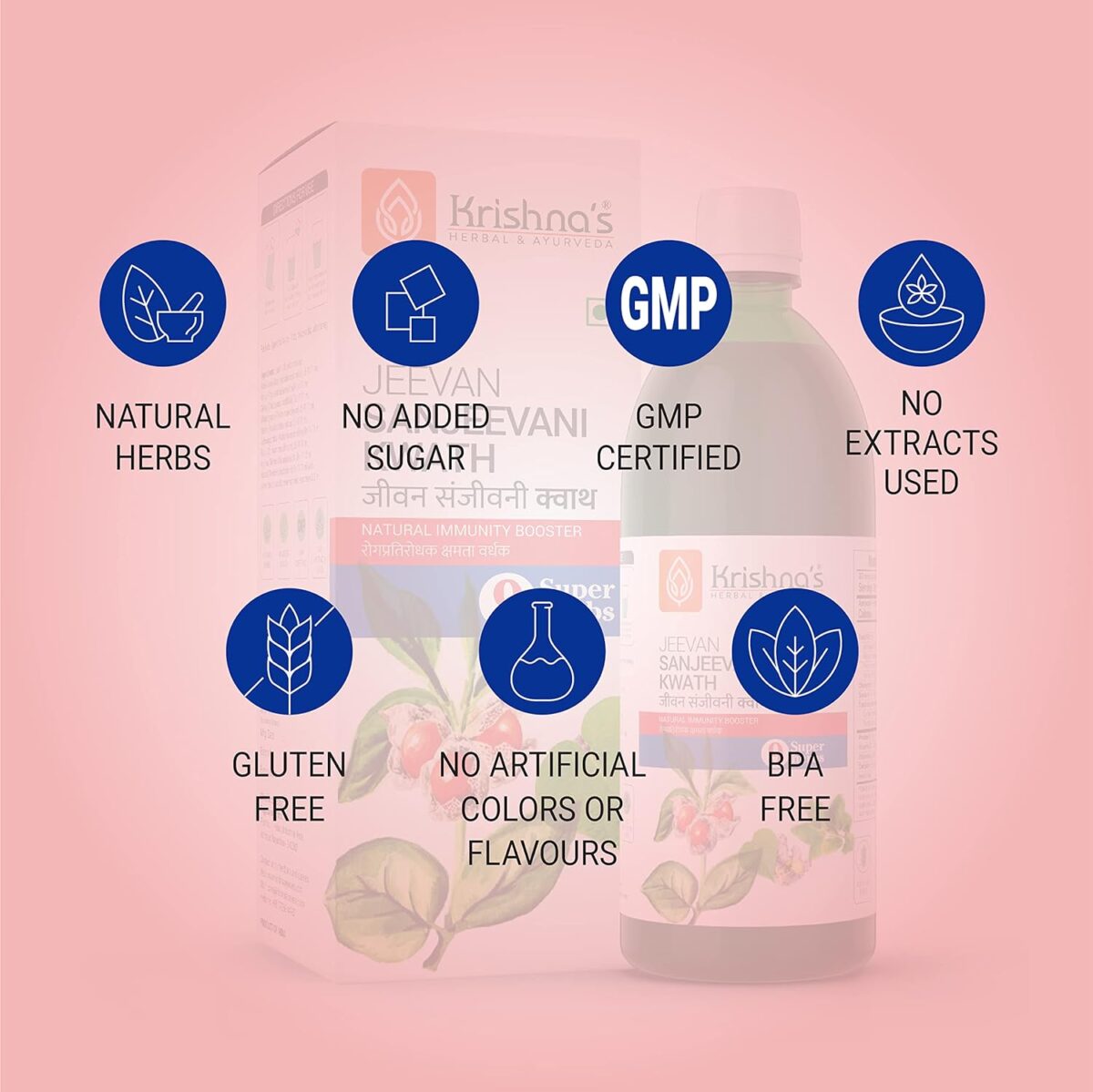 Krishna's Jeevan Sanjeevani Kwath - 500 ml 6 Krishna's Jeevan Sanjeevani Kwath - (500 ML) | Enriched with Aloe Vera, Amla, Giloy, Tulsi, Ashwagandha, and 4 more herbs || Natural Immunity Booster - Image 7