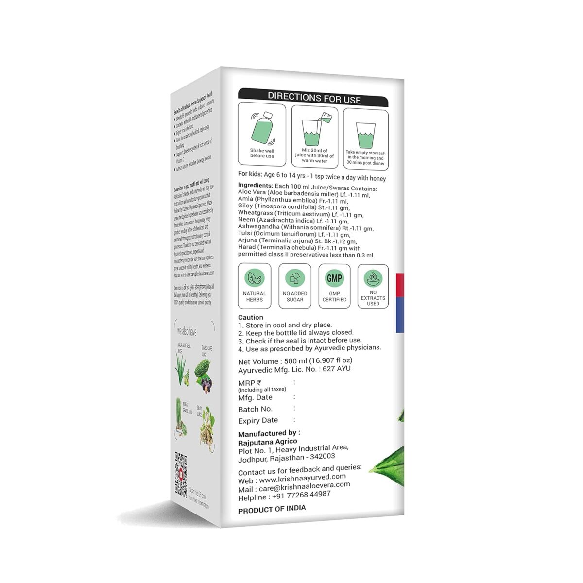 Krishna's Jeevan Sanjeevani Kwath - 500 ml 8 Krishna's Jeevan Sanjeevani Kwath - (500 ML) | Enriched with Aloe Vera, Amla, Giloy, Tulsi, Ashwagandha, and 4 more herbs || Natural Immunity Booster - Image 9