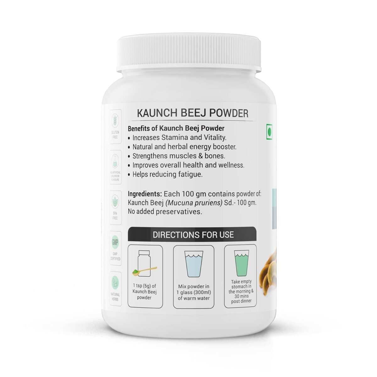 Krishna's Kaunch Beej (Mucuna pruriens) Powder - (100 Gm) For Nutrition Care, Improves The Immune System - Image 3