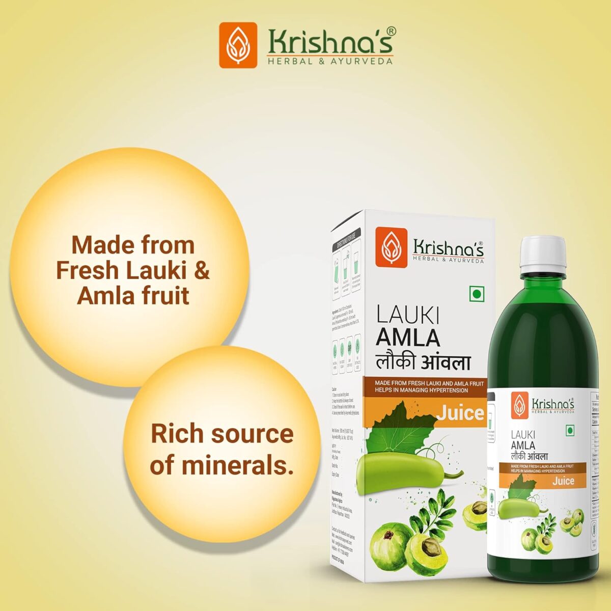 Krishna's Lauki Amla Juice - (500 ML) For Digestive System| Helpful In Sugar Levels - Image 2