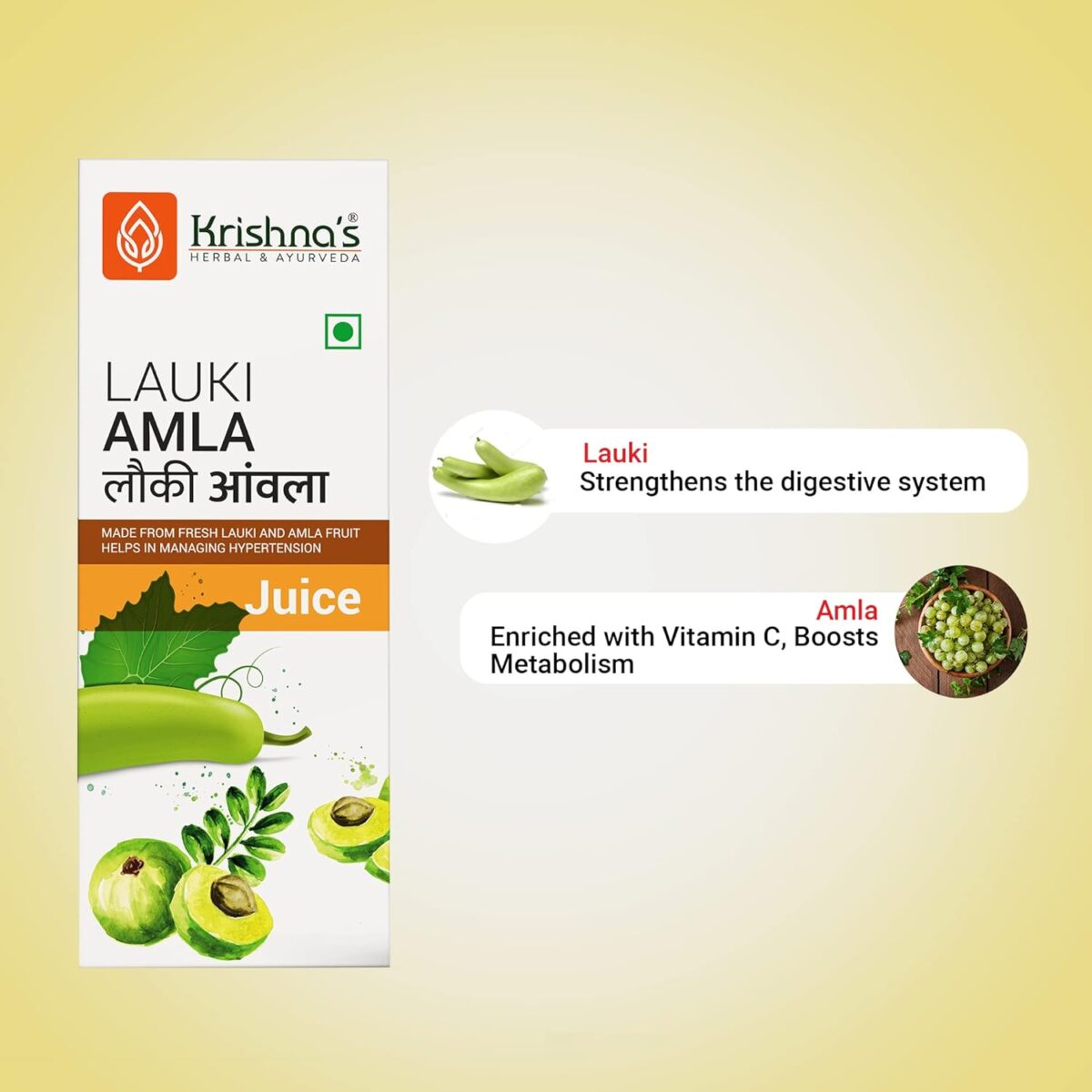 Krishna's Lauki Amla Juice - (500 ML) For Digestive System| Helpful In Sugar Levels - Image 3